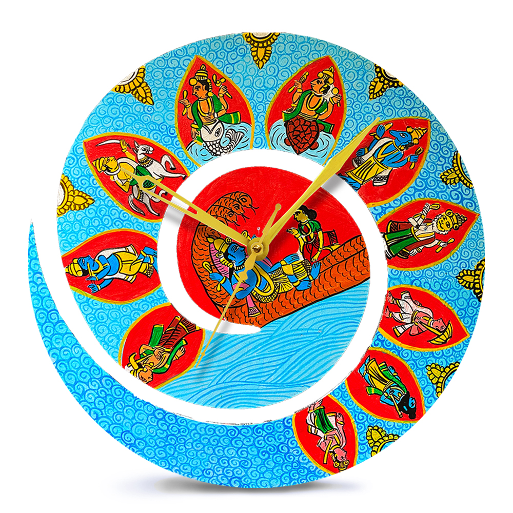 Cheriyal Painting on Spiral Clock DIY Kit by Penkraft